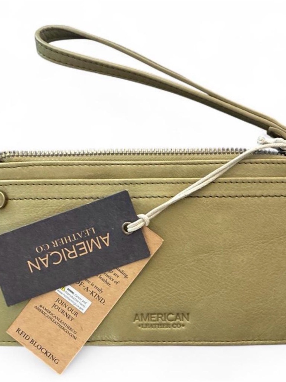 American Leather Co. Olive Green Wristlet Clutch